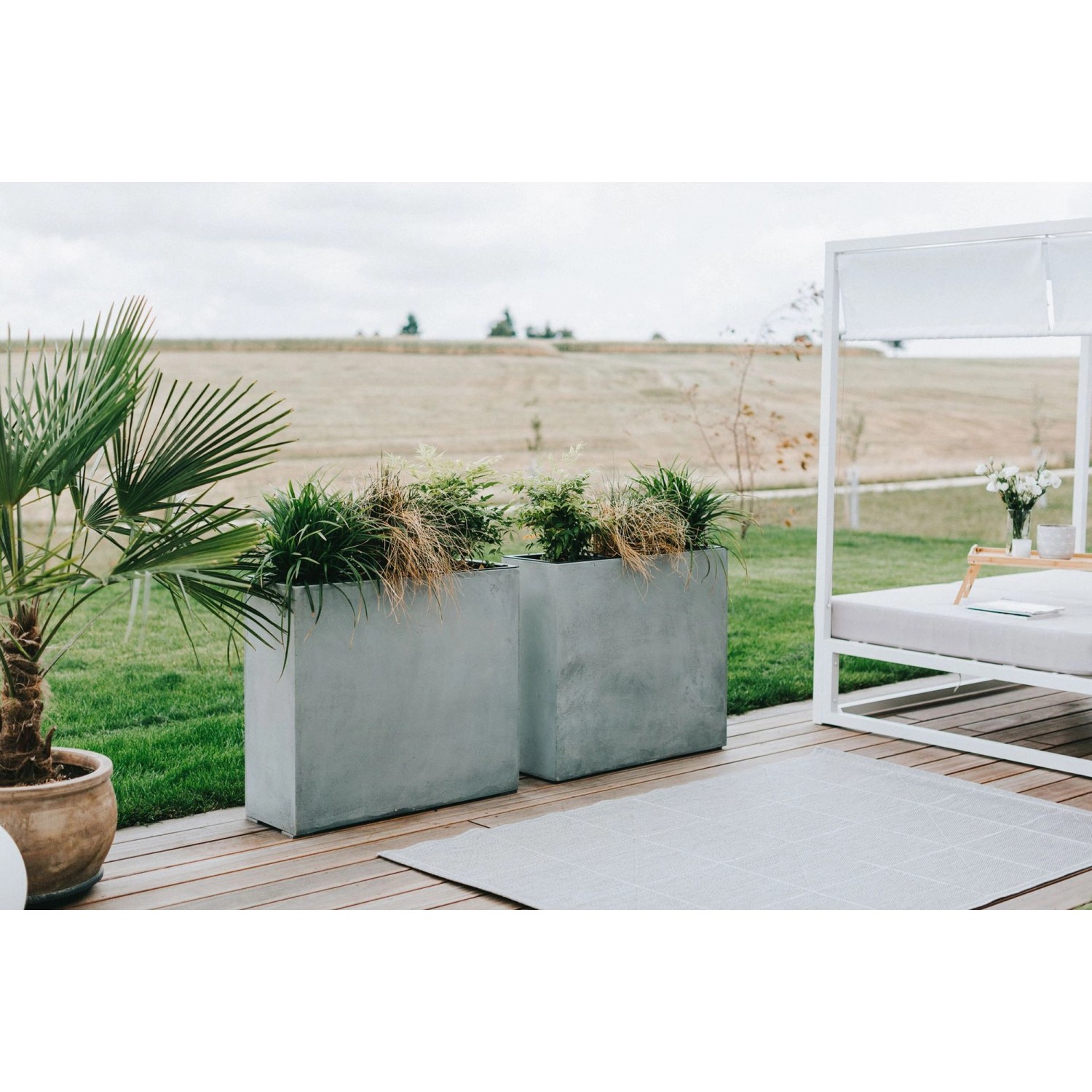 Vivanno Pflanzkübel Elemento 88 cm x 30 cm x 75 cm Betonoptik Grau