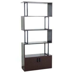 BERLINLODGE Bücherregal HxBxT 183x80x30cm Regal Standregal Raumteiler Wohnregal Staufach Mit Tür 3D-Struktur Dunkelbraun