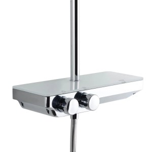 Swiss Aqua Technologies Duschsystem mit Thermostat Regendusche Rain Kopfbrause 25,4CM  Weiß Chrom