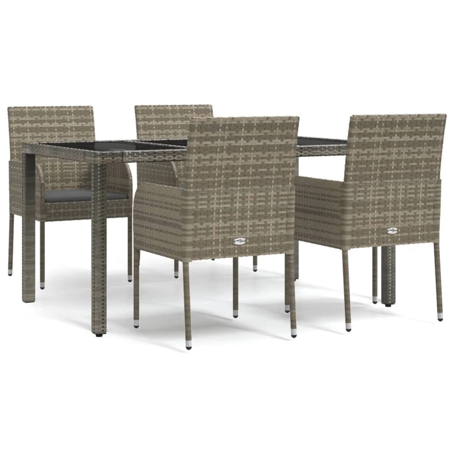 vidaXL 5-Tlg Garten-Essgruppe mit Kissen Grau Poly Rattan 3185007