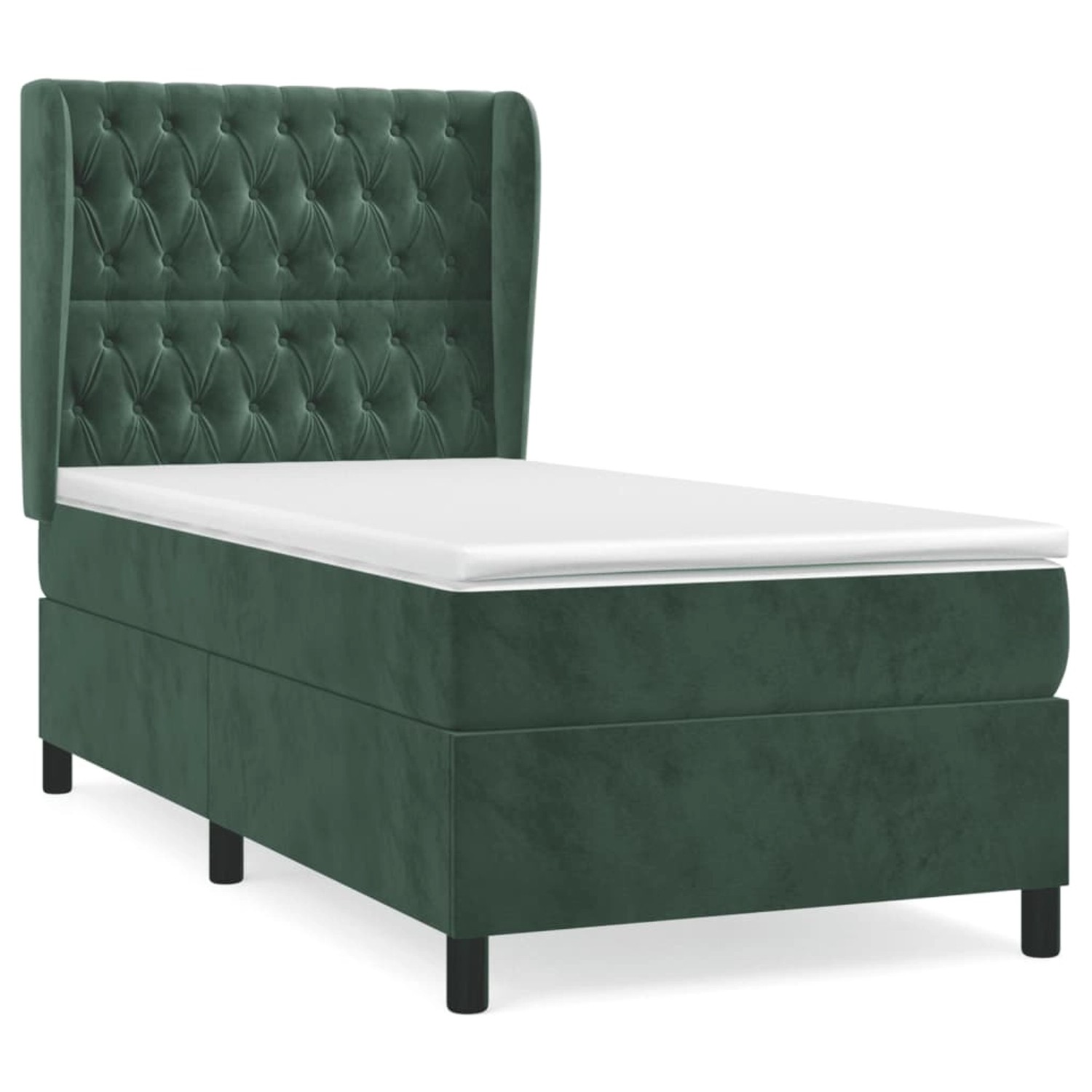vidaXL Boxspringbett mit Matratze Dunkelgrün 90x190 cm Samt 3129366 günstig online kaufen