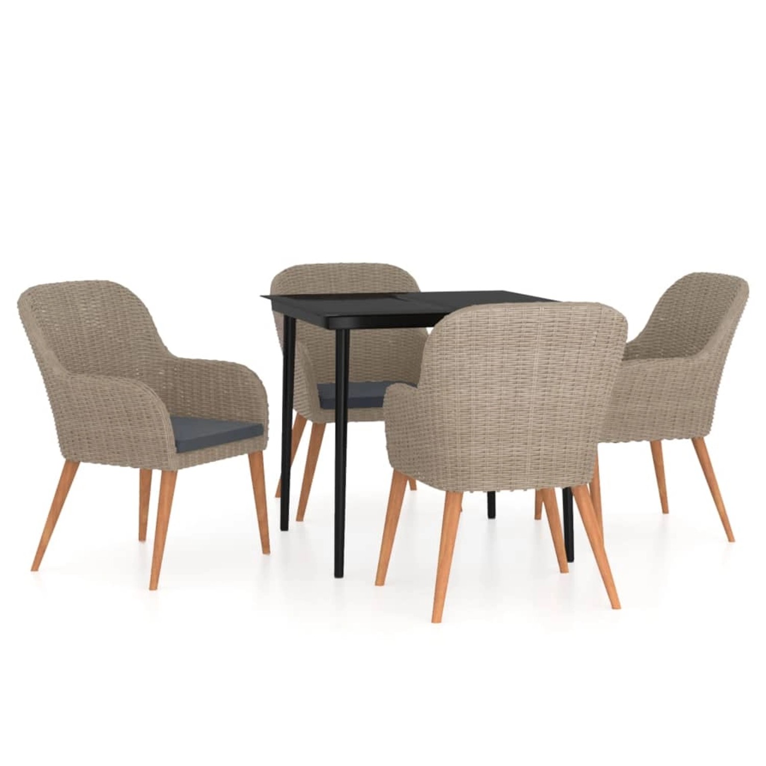vidaXL 5-Tlg Garten-Essgruppe mit Kissen Braun 3099524