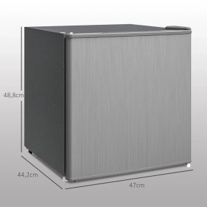Kompakter, grauer HOMCOM Mini-Gefrierschrank mit 35L Volumen, ideal für kleine Räume.