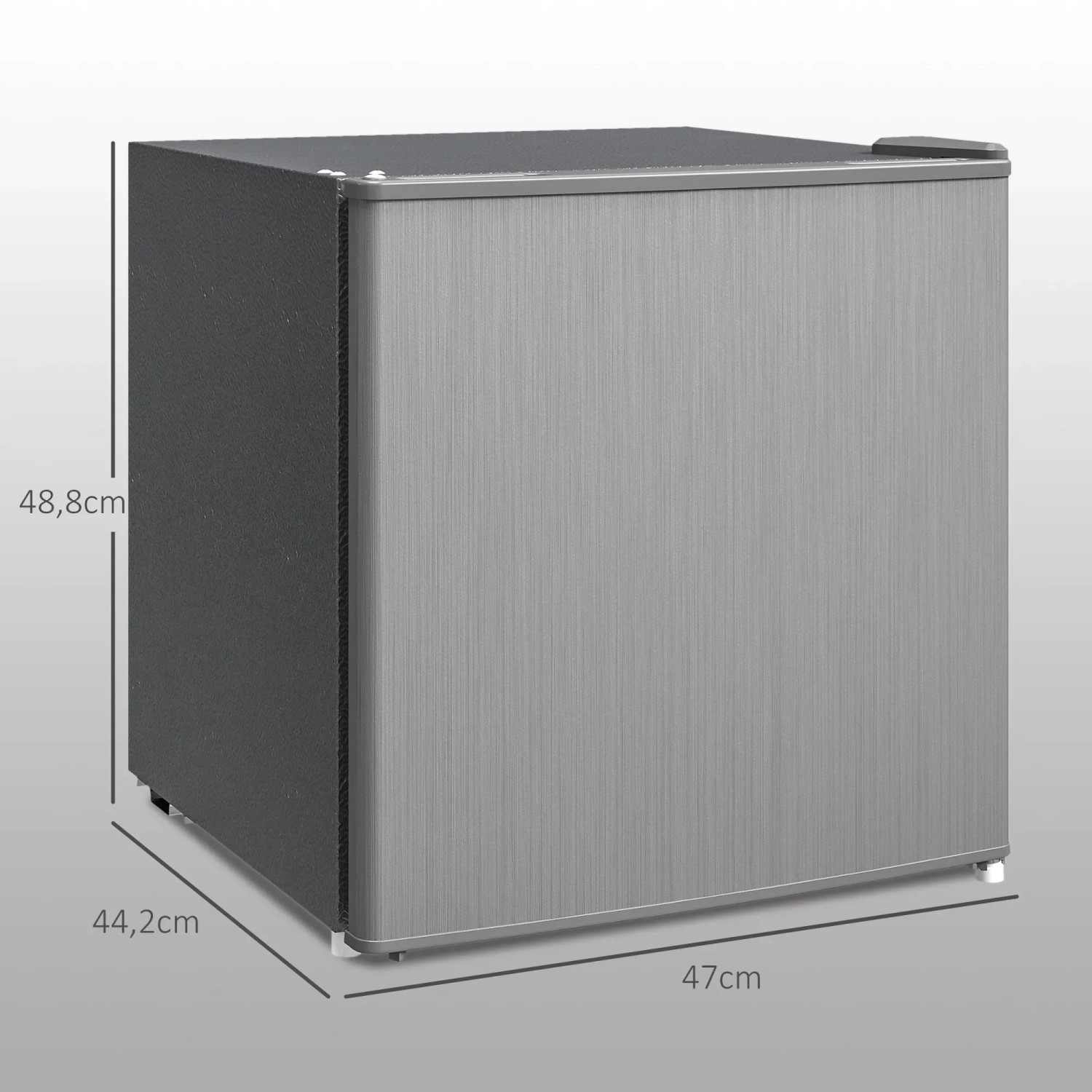 Kompakter, grauer HOMCOM Mini-Gefrierschrank mit 35L Volumen, ideal für kleine Räume.