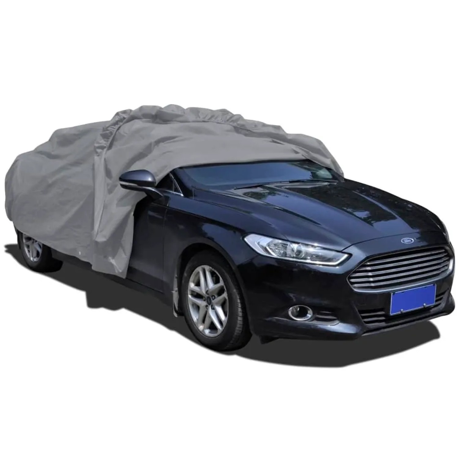 Graue vidaXL Vollgarage aus Vliesstoff, Größe XXL, über einem Auto. Frostschutz für Ihr Fahrzeug.