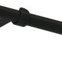 Schwarzes Gardinenstangen-Set aus Metall, 160 cm lang, mit Halterung und Endstück.