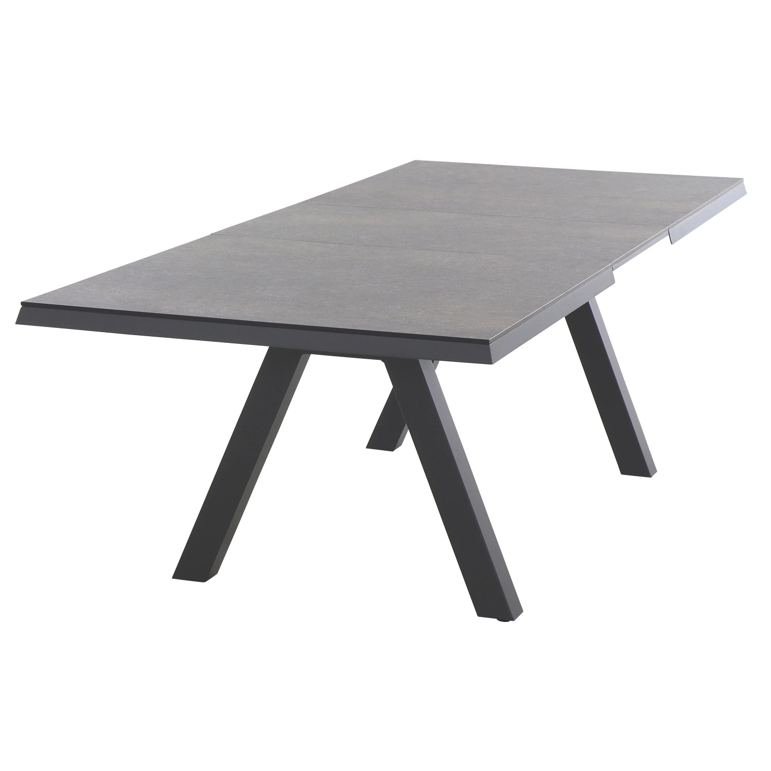 Ausziehbarer Gartentisch Ferrostone von Siena Garden, 100x260 cm, mit Aluminiumgestell und HPL-Tischplatte.