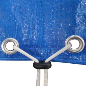 Detailaufnahme Poolabdeckung (2 Stk.) mit Ösen und Spannseil, blau, 400x207 cm.