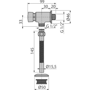 Alcadrain ATS001 Druckspüler für Urinal, Chrom.