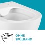 Detailaufnahme: Weißes, spülrandloses Wand-WC-Set Davenport von baliv mit verkürzter Bauform.