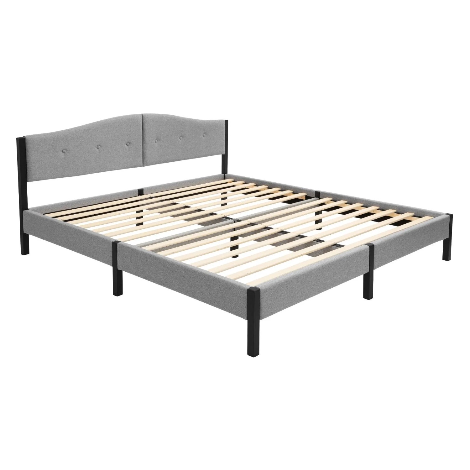 ML-Design Polsterbett 180x200 cm Grau mit Lattenrost und Leinenstoff