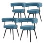 ML-Design Esszimmerstühle Drehbar 4Er Set Blau Teddy-Stoff