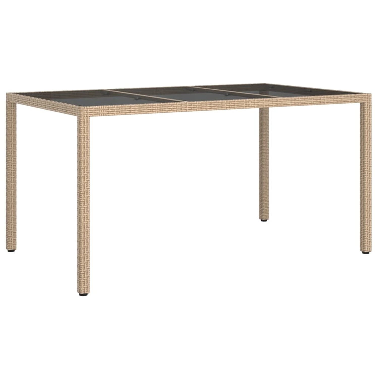 vidaXL Gartentisch 150x90x75 cm Gehärtetes Glas Poly Rattan Beige 316710 günstig online kaufen