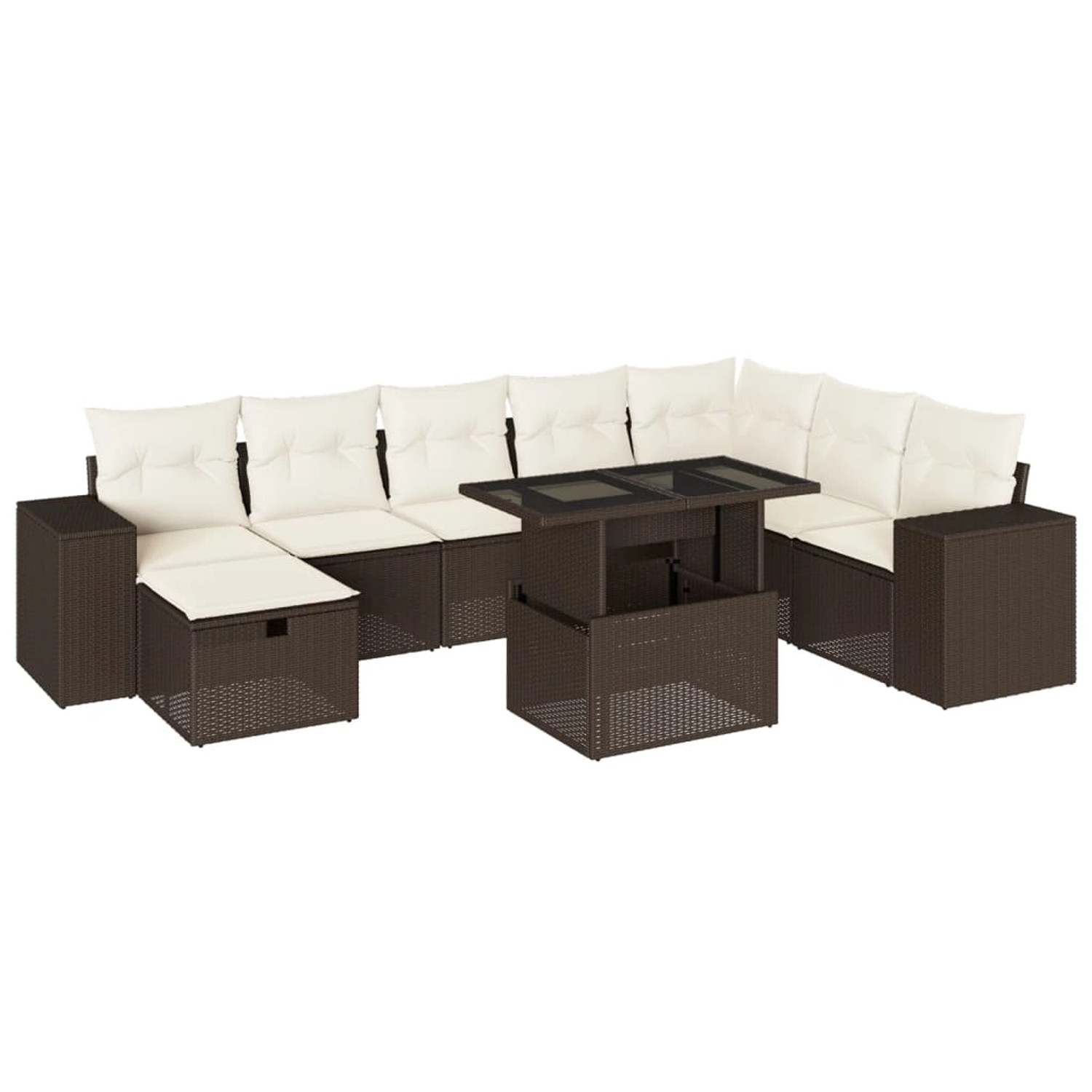vidaXL 9-Tlg Garten-Sofagarnitur mit Kissen Braun Poly Rattan 3275353 günstig online kaufen