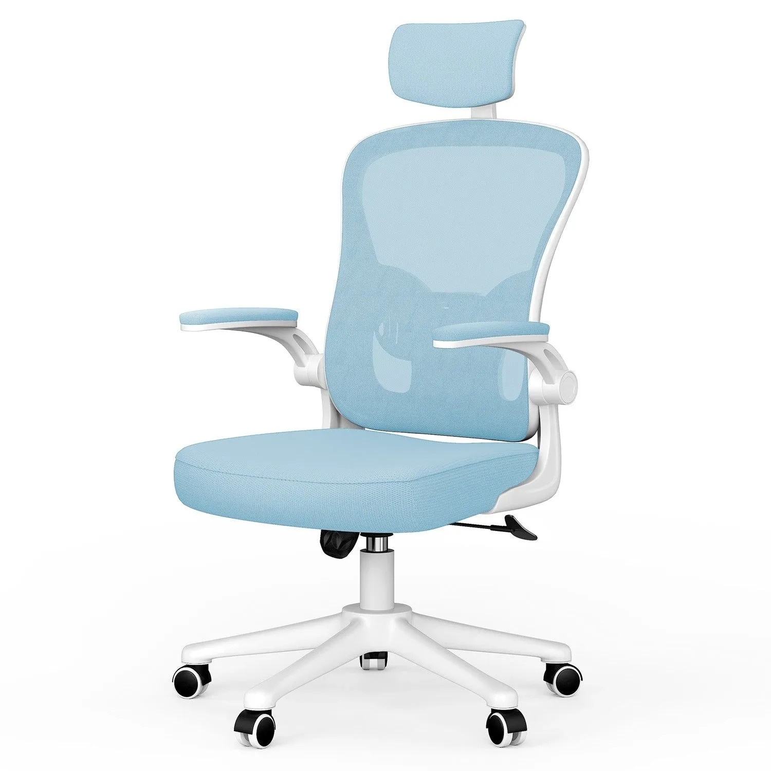 Rattantree Ergonomischer Bürostuhl mit Höhenverstellung Kopfstütze Armlehnen und Lendenstütze Blau