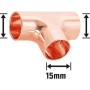 Löt-T-Stück aus Kupfer, Ø 15 mm, 10er-Pack für die Kupferrohrinstallation.