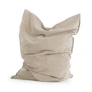 Beiger XXL mokebo Sitzsack mit Cord Bezug für Indoor & Outdoor.