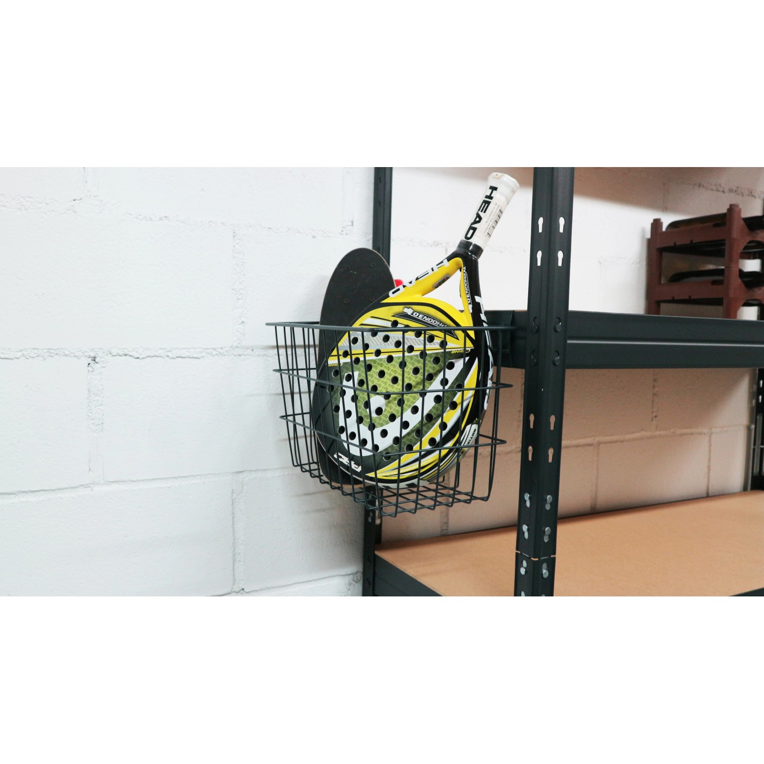 Ar Shelving Stahlgitterkorb Rivet, anthrazitgrau, zur Aufbewahrung am Regal.