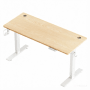 HOMAVO höhenverstellbarer Schreibtisch, 120x60 cm, mit weißem Gestell und heller Holzplatte.