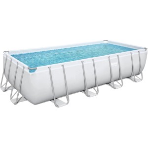 Bestway Stahlrahmenpool-Set Power Steel, rechteckig, 549x274x122 cm, mit Wasser gefüllt.