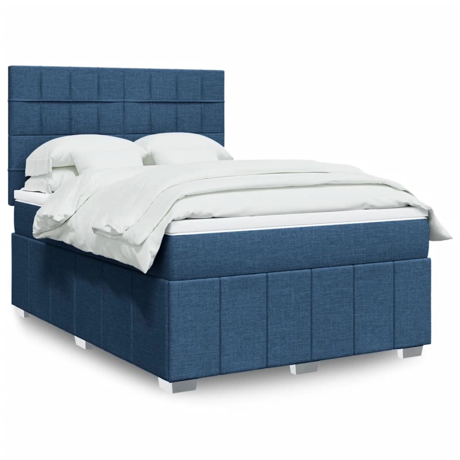vidaXL Boxspringbett mit Matratze Blau 140x200 cm Stoff 3293997 günstig online kaufen