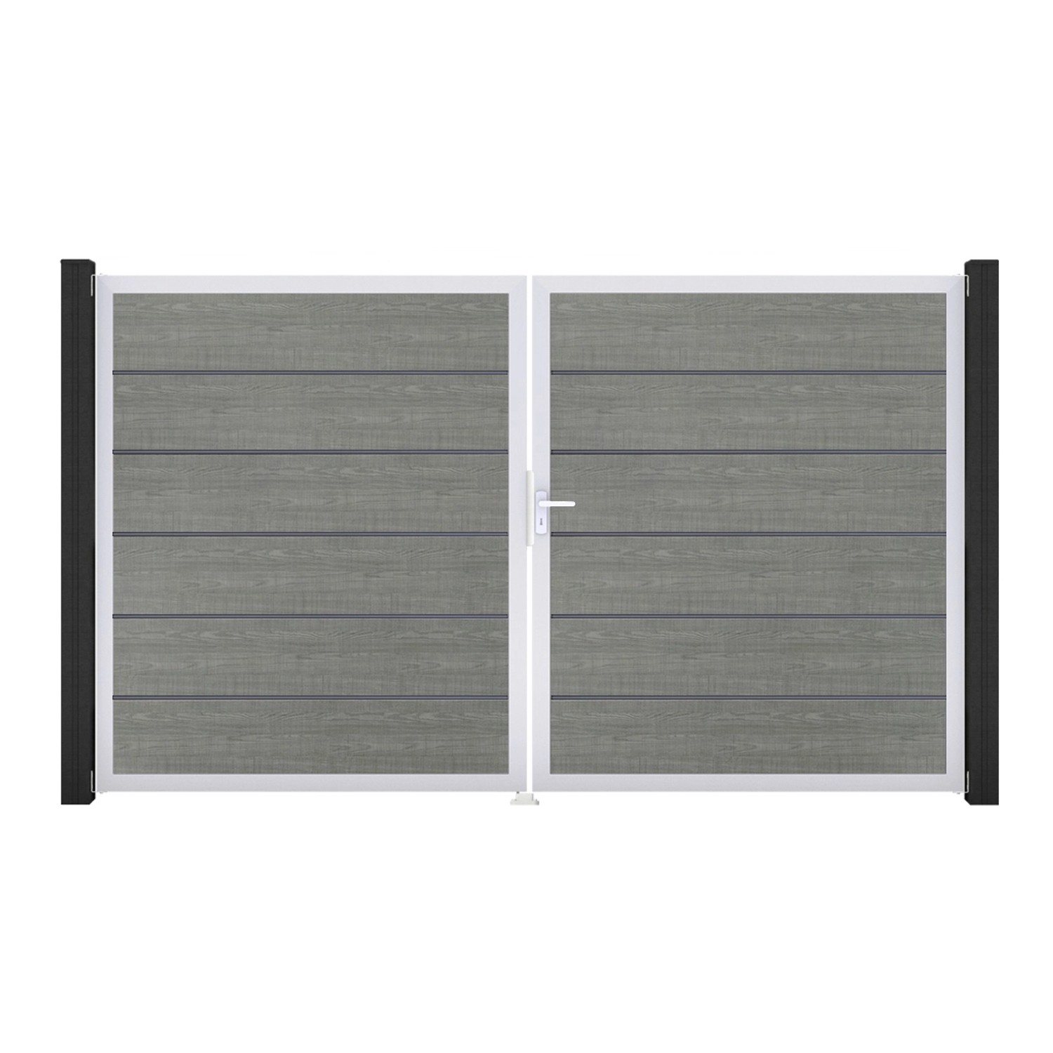 GroJa Tor 2-flg. Basicline Premium Grey Ash Cut EV1 306 cm x 180 cm DIN Rec günstig online kaufen