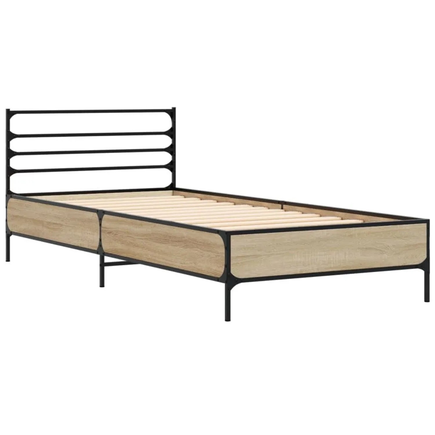 vidaXL Bettgestell Sonoma-Eiche 75x190 cm Holzwerkstoff und Metall 845623 günstig online kaufen