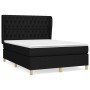 Schwarzes vidaXL Boxspringbett 140x190 cm mit Matratze und Stoffbezug.
