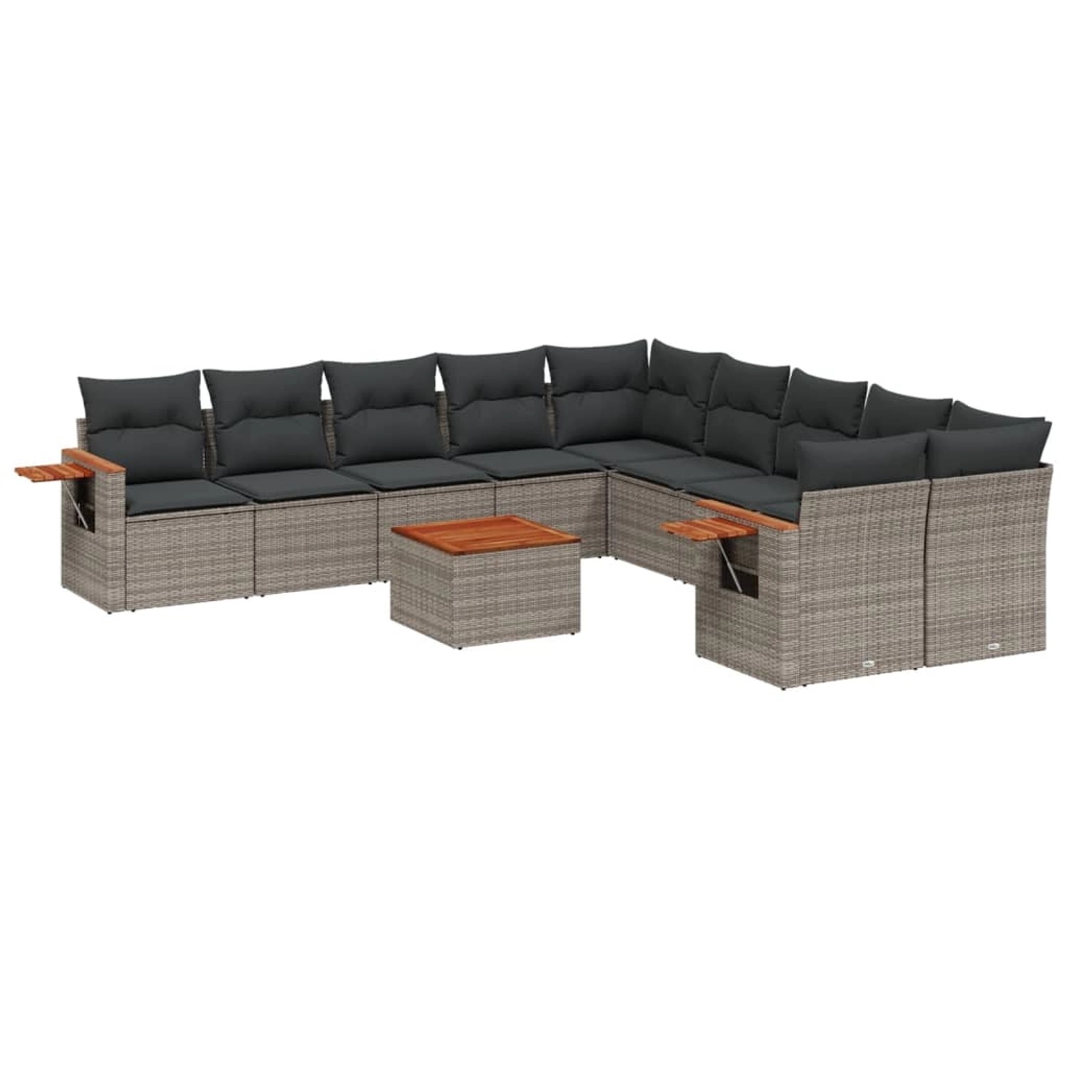 vidaXL 11-Tlg Garten-Sofagarnitur mit Kissen Grau Poly Rattan 3227201 günstig online kaufen