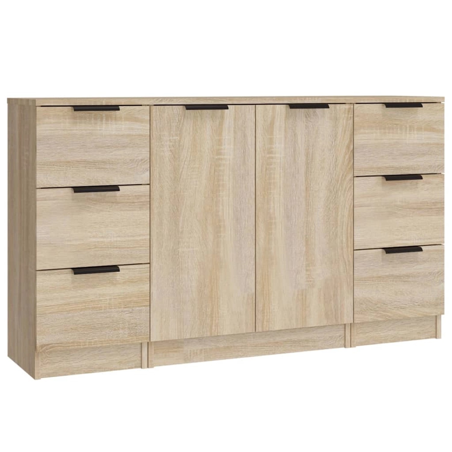 vidaXL Sideboards 3 Stk Sonoma-Eiche Holzwerkstoff 3115838