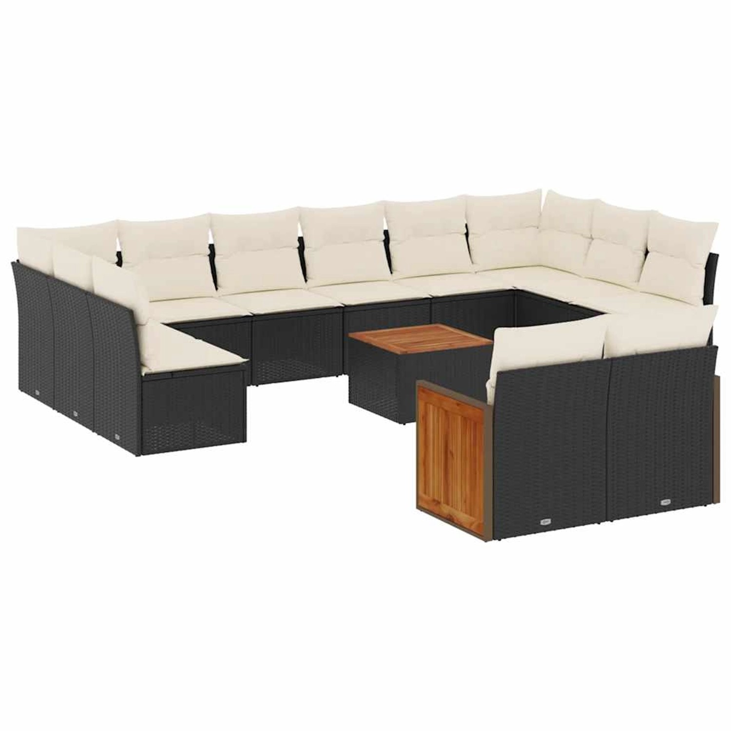 vidaXL 13-Tlg Garten-Sofagarnitur mit Kissen Schwarz Poly Rattan 3260530 günstig online kaufen