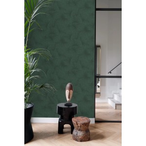 Origin Wallcoverings Vliestapete mit 3D Blätter Muster in Dunkelgrün.