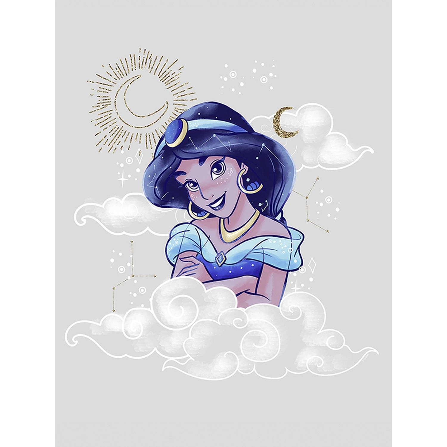 Disney Poster Jasmin Alladin Grau und Blau 30 x 40 cm 611704