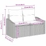 vidaXL Gartenmöbel-Set, 6-teilig, schwarz, Poly-Rattan, mit Maßangaben.