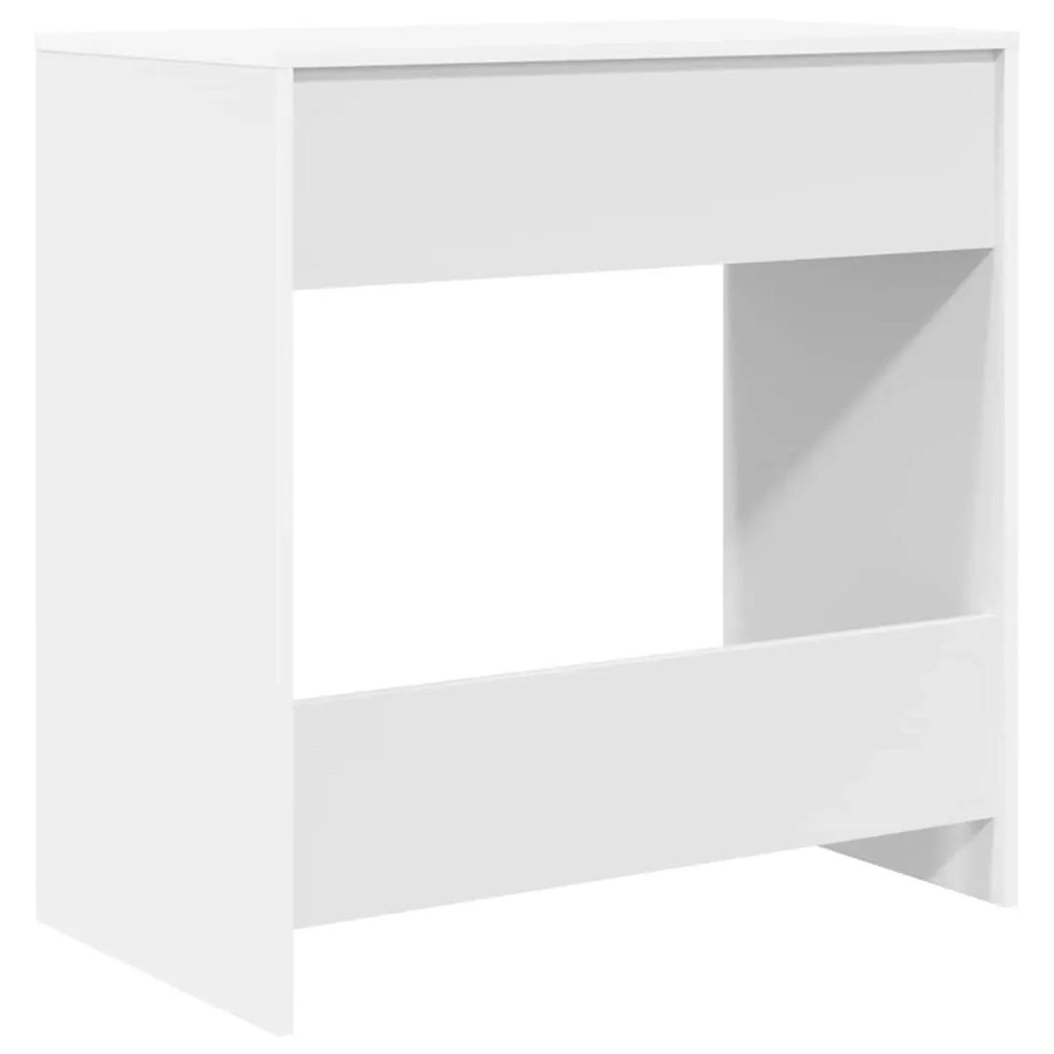 Weißer vidaXL Bürotisch mit Regal aus Holzwerkstoff, 77,5x43x79 cm.