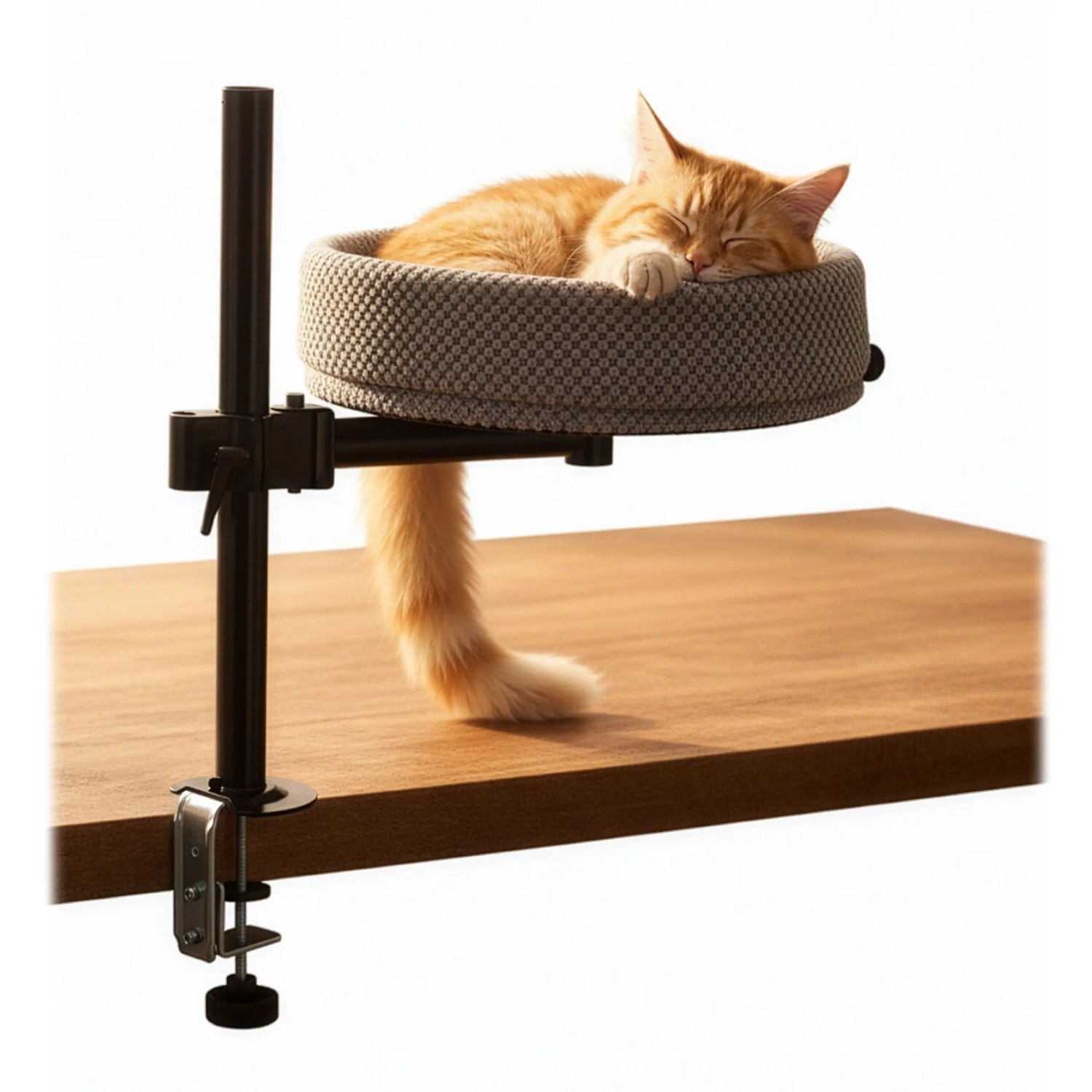 Relaxdays Katzenbett für Schreibtisch Grau Schwarz Höhenverstellbar 56 cm x 50 cm x 38 cm 2,6 kg