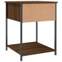 Nachttisch-Set (2 Stk.) in Braun Eichen-Optik mit Ablage und Metallgestell.