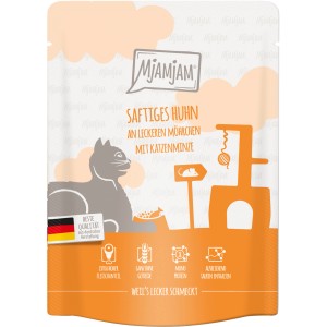 MjAMjAM Katzen-Nassfutter Saftiges Huhn mit Möhrchen, getreidefrei und mit hohem Fleischanteil.