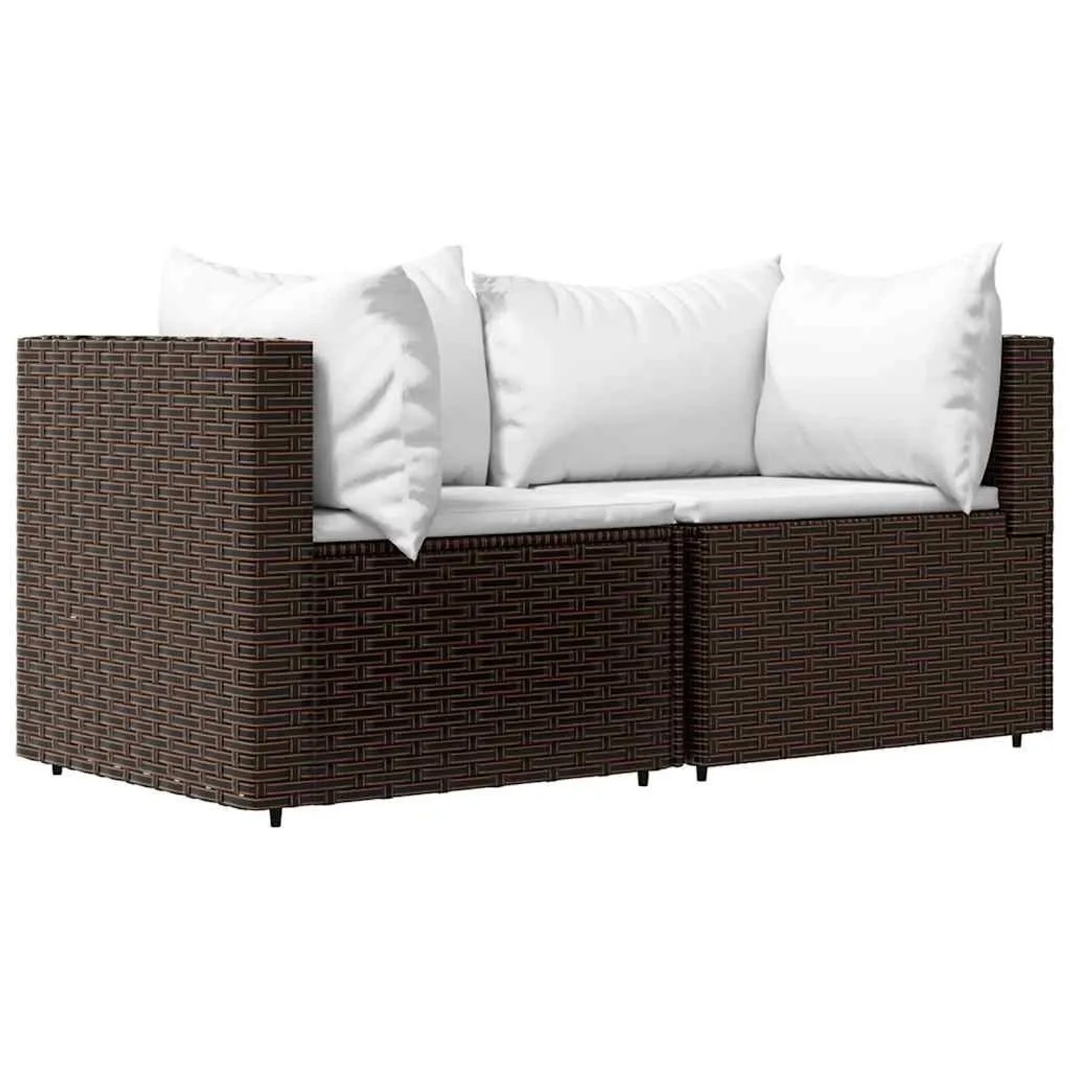 vidaXL Garten-Ecksofas mit Kissen 2 Stk Braun Poly Rattan 319746