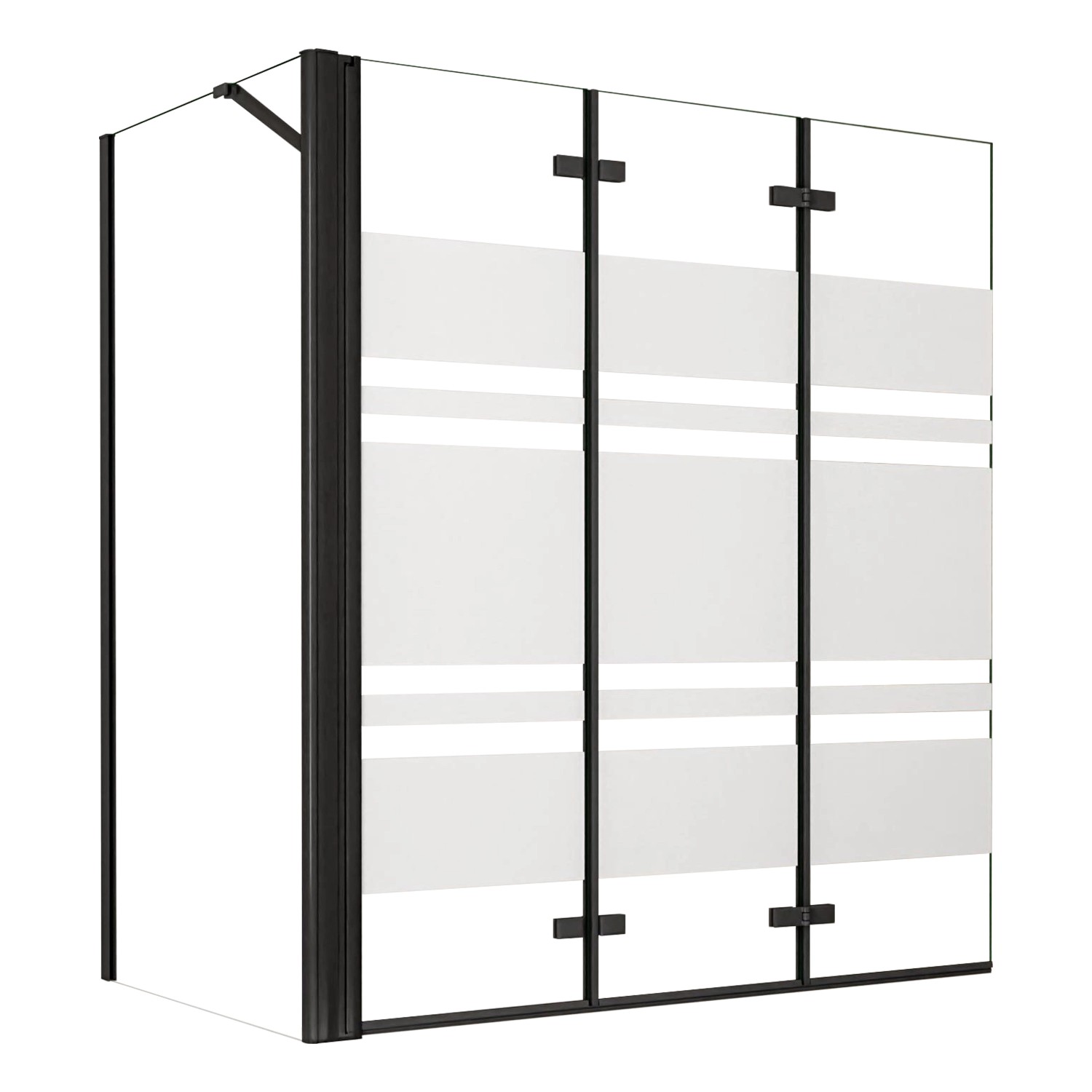 AICA 130cm Schwarz Faltwand 3 teilig Badewanneaufsatz mit 70cm Seitewand 6m günstig online kaufen