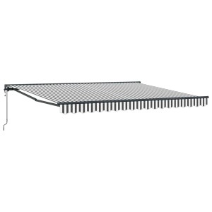 vidaXL Einziehbare Markise, anthrazit-weiß gestreift, 400x300 cm, für Terrasse & Garten.