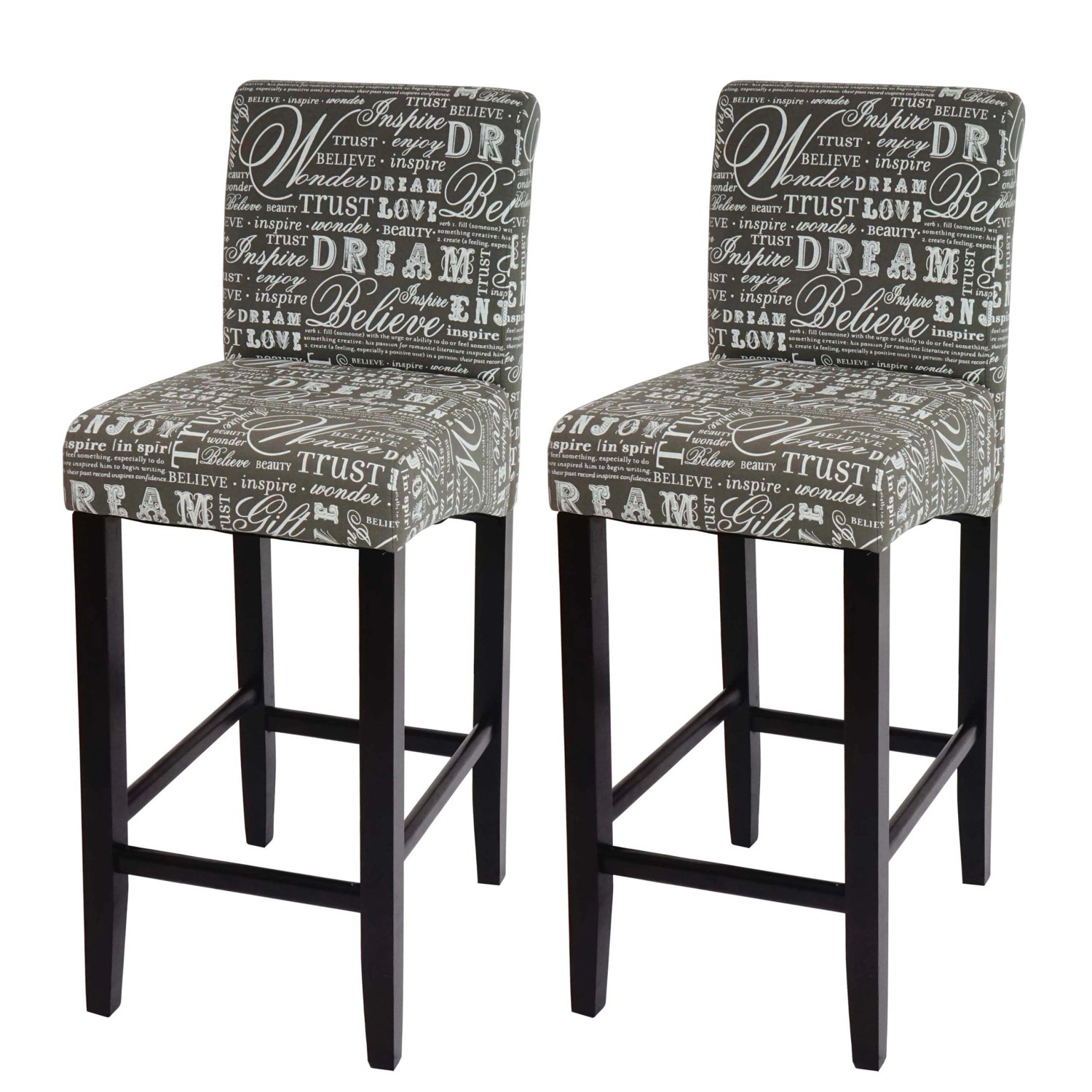 PROREGAL 2er-Set Barhocker Gepolstert Mit Lehne Sitzhöhe 75cm Holz Schriftz günstig online kaufen