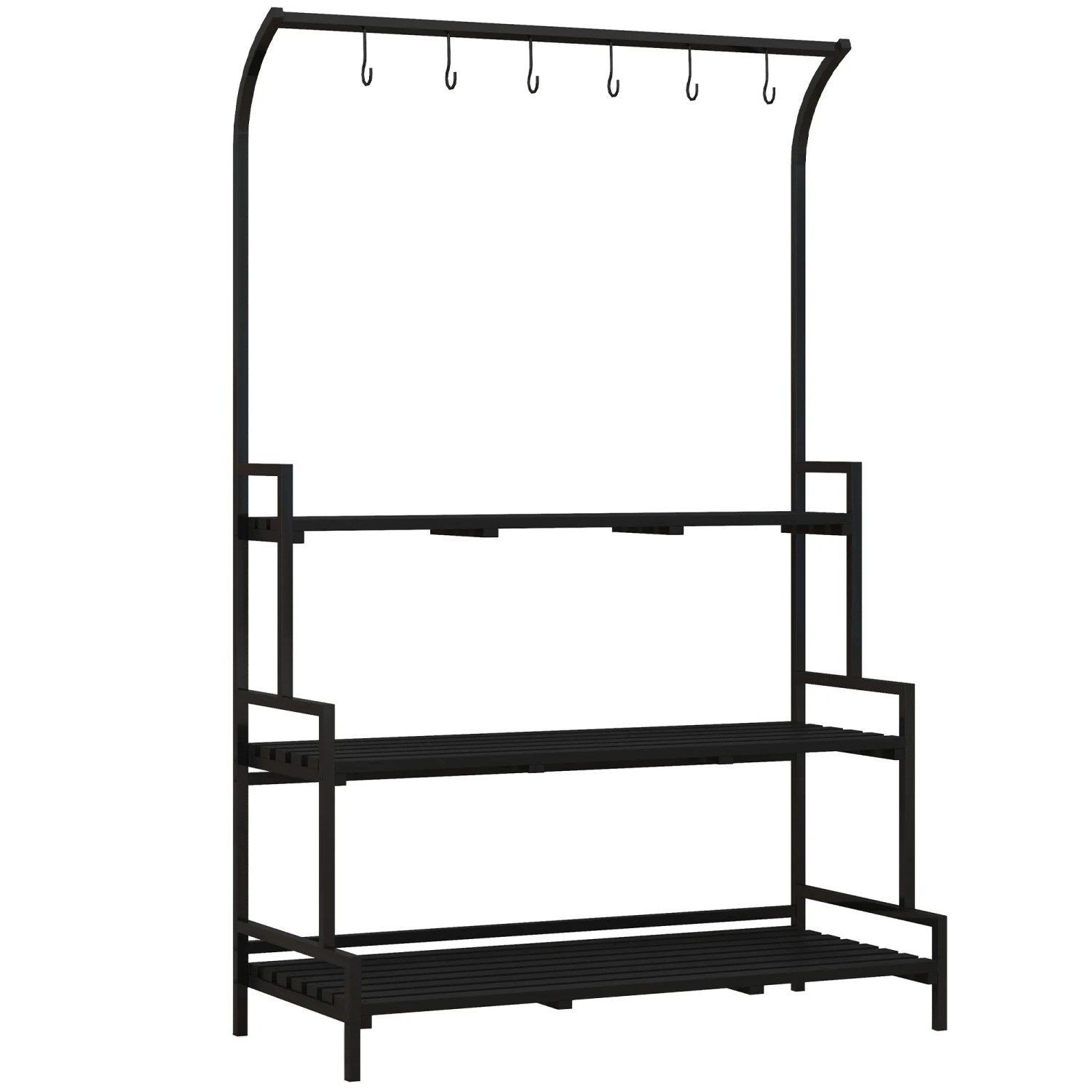 Outsunny Blumenständer 3 Etagen Stahl Tanne 110L x 50B x 170H cm Schwarz günstig online kaufen