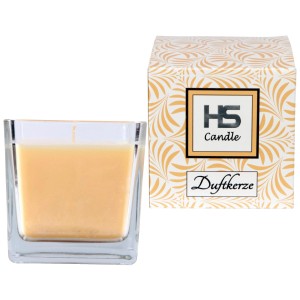 HS Candle Duftkerze Vanille im Glas, quadratisch, 8x7,5 cm.