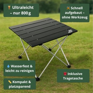 BigDean Kleiner Campingtisch Faltbar Ultraleicht Kleiner Klapptisch Campingtisch Klein Camping Tisch Klapptisch Klein
