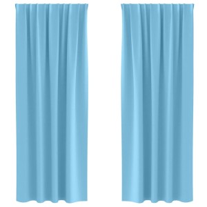 vidaXL Verdunkelungs-Vorhänge mit Ringen Himmelblau Polyester 4107435