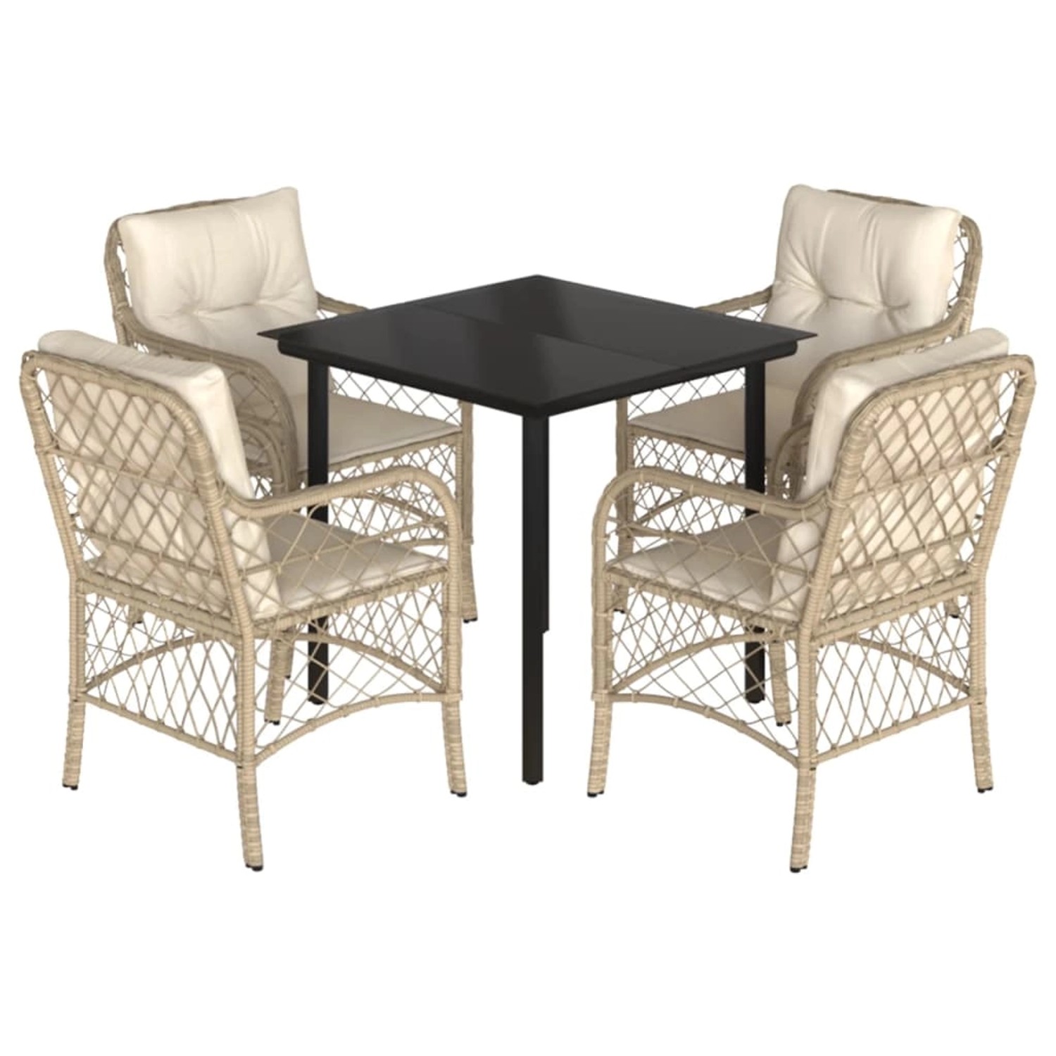 vidaXL 5-Tlg Garten-Essgruppe mit Kissen Beige Poly Rattan 3212146 günstig online kaufen