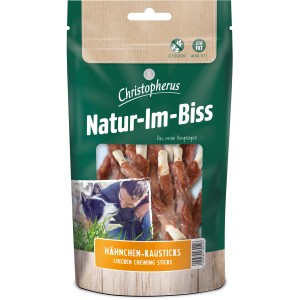 Christopherus Hunde-Kausticks Hähnchen, 70g Packung. Getreidefreie Hunde-Kaustreifen mit Hähnchen.