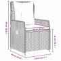Skizze eines beigen vidaXL Gartenstuhls aus Polyrattan mit Maßangaben.
