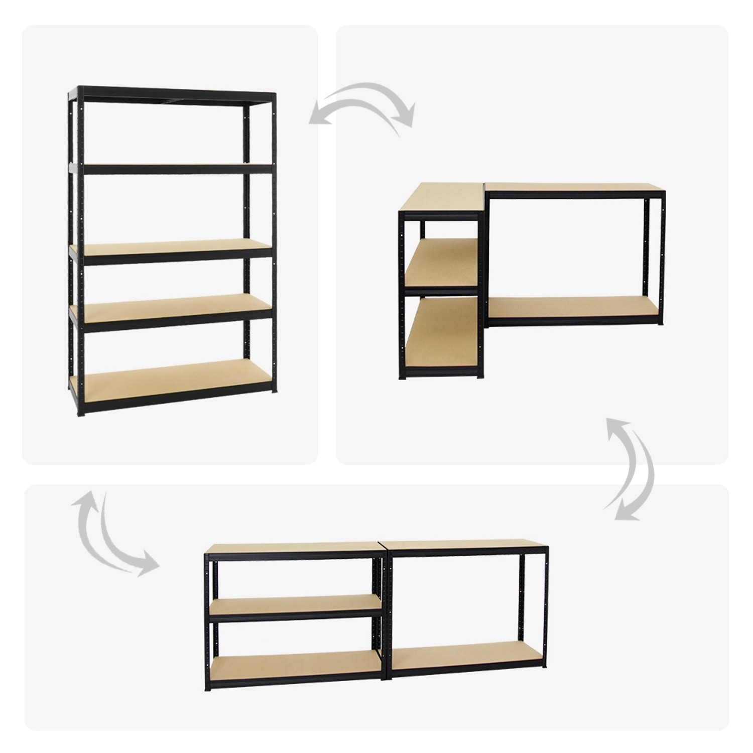 PROREGAL Mega Deal: 3 schwarze Schwerlastregale (180x120x45cm) mit MDF-Böden, auch als Werkbank nutzbar.